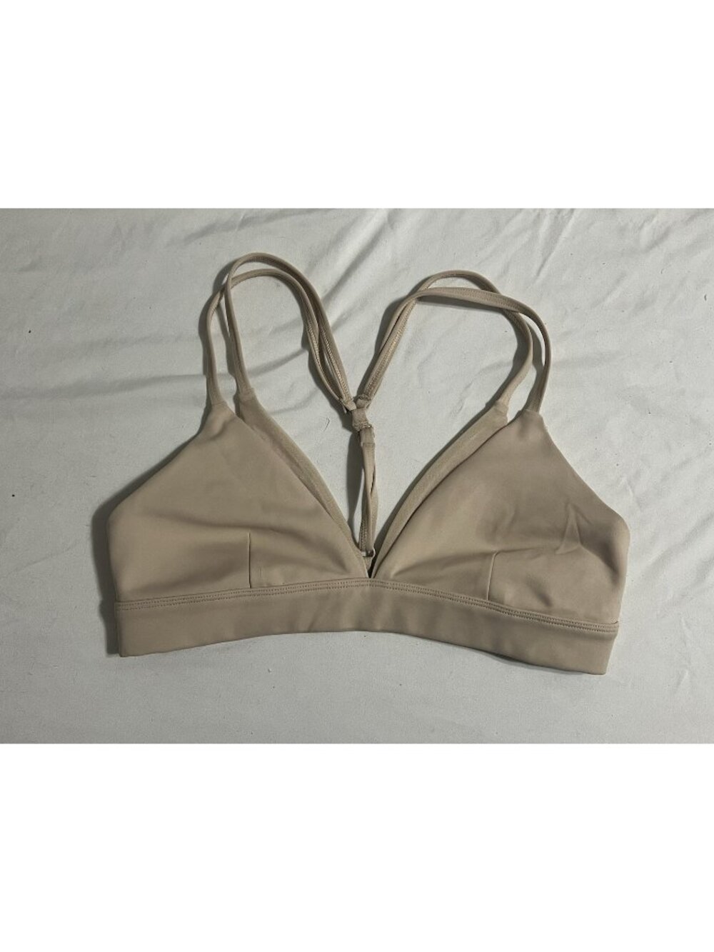 Alo Yoga Sports Bra Beige Tan Mesh Detail Strappy Size Small